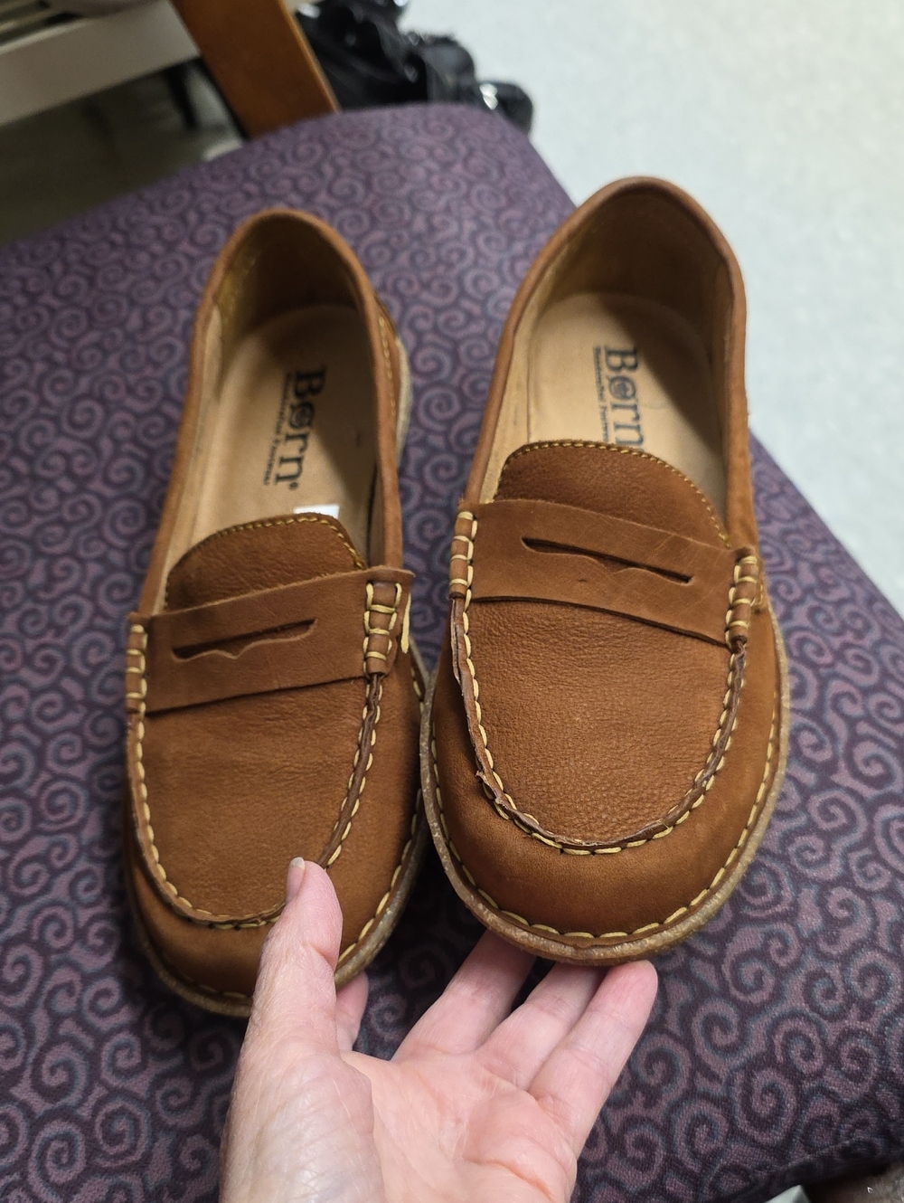 Born Women's Tan Leather Penny Loafers